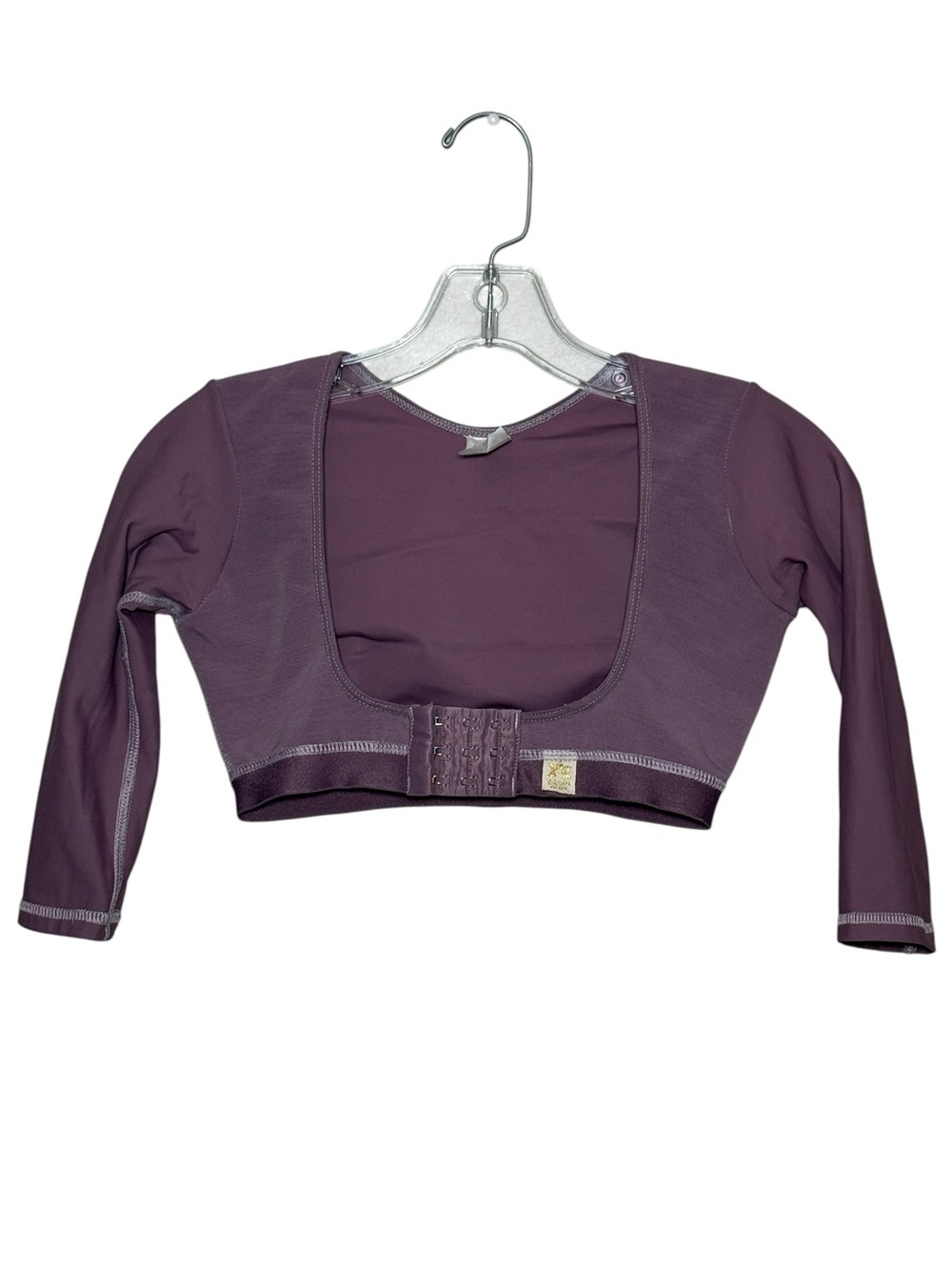 Women's Long Sleeve Plum Crop Top with Front Hook Closure